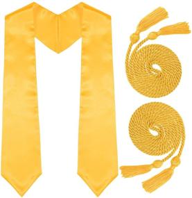 img 4 attached to Gold Graduation Stole and 2Pcs Honor Cord with Tassel by Whaline - Perfect for Graduation Day and Graduate Photography