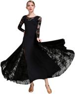 💃 stunning zx women's ballroom dance dress: lace sleeves, long swing skirt, ideal for modern waltz & cha cha competition логотип