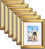 🖼️ twing 8x10 gold picture frames set of 6 - display pictures 5x7 or 8x10 - tabletop & wall mounting home decor with mat - ideal for christmas gift логотип