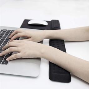 img 3 attached to 🖥️ Enhance Your Typing Experience with our Tenkeyless Keyboard Wrist Rest – Memory Foam Palm Support for Office, Computer, Laptop, Mac – Relieve Wrist Pain and Promote Repair (14.2 inch, Black)