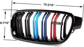 img 1 attached to SNA M Color F30 Grill, Front Kidney Grille for BMW 3 Series F30 F31 (Double Slats Gloss Black Grills, ABS, 2-pc Set)