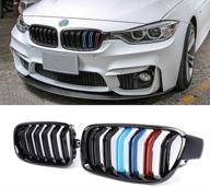 sna m color f30 grill, front kidney grille for bmw 3 series f30 f31 (double slats gloss black grills, abs, 2-pc set) logo