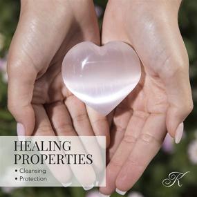 img 2 attached to 🌟 Soothing Selenite Heart Worry Stone - Experience Healing & Calming Effects │ Energizing Selenita/Satin Spar Love Palm Stone for Cleansing & Protection │ Complete with Information Card