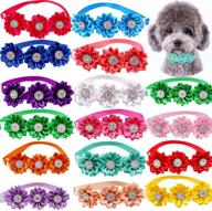 🌸 masue pets 15pcs/pack dog bow tie flower collar diamond accessories for small dogs and cats - pet flower bows, puppy bowtie collar, fashionable pet bowties, and pet supplies логотип