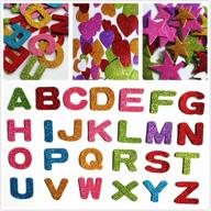 🌟 152 pcs colorful glitter foam stickers: stars, heart, a-z letter, self adhesive - perfect for kid's homemade arts & crafts, greeting cards, home decoration - assorted colors logo