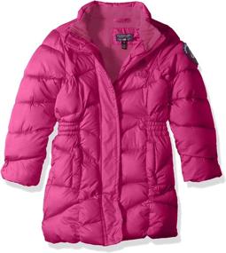 img 1 attached to 🧥 Stay Warm in Style: U.S. Polo Assn. Girls' Heavyweight Long Bubble Jacket with Faux Fur Hood