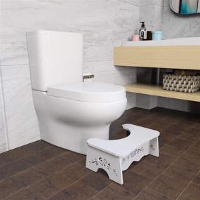 img 1 attached to 🚽 7-inch Toilet Stool for Natural and Comfortable Squatting, Bathroom Squat Potty Aid - Wood-Plastic Board with Environmentally Friendly Materials