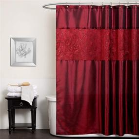 img 4 attached to 🚿 Red Fabric Shimmery Solid Color Maria Shower Curtain by Lush Decor - 72” x 72” for Bathroom