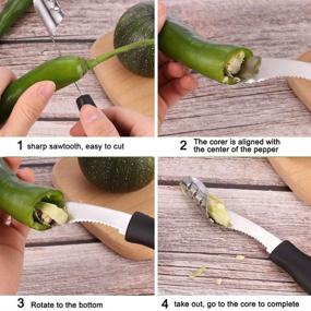 img 1 attached to 🌶️ Kovshuiwe 2PCS Jalapeno Pepper Corer - Effortlessly Deseed and Slice Jalapenos for BBQ Roasting - Essential Cooking Accessory with Serrated Blade and Rubber Handle