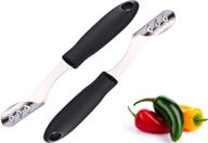 🌶️ kovshuiwe 2pcs jalapeno pepper corer - effortlessly deseed and slice jalapenos for bbq roasting - essential cooking accessory with serrated blade and rubber handle logo