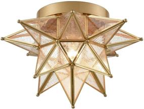 img 2 attached to ⭐ Boho Moroccan Brass Moravian Star Light Flush Mount Ceiling Lights with Seeded Glass Shade for Kitchen Foyer – DAYCENT Ceiling Lamp