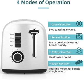 img 3 attached to 🥯 Best Prime Bagel Toaster, Stainless Steel 2-Slice Toaster for Even and Quick Toasting with Warming Rack, Retro Toaster with 4 Modes and 7 Shade Settings for Waffles, Bagels, and More - Silver