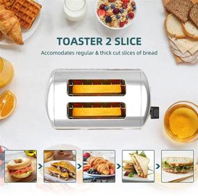 img 2 attached to 🥯 Best Prime Bagel Toaster, Stainless Steel 2-Slice Toaster for Even and Quick Toasting with Warming Rack, Retro Toaster with 4 Modes and 7 Shade Settings for Waffles, Bagels, and More - Silver