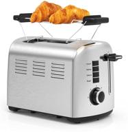 🥯 best prime bagel toaster, stainless steel 2-slice toaster for even and quick toasting with warming rack, retro toaster with 4 modes and 7 shade settings for waffles, bagels, and more - silver логотип