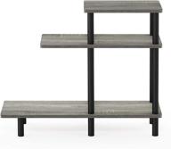 🏞️ furinno turn-n-tube 3-tier sofa side table in french oak grey/black - enhance your living space logo