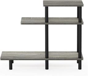 img 4 attached to 🏞️ Furinno Turn-N-Tube 3-Tier Sofa Side Table in French Oak Grey/Black - Enhance Your Living Space