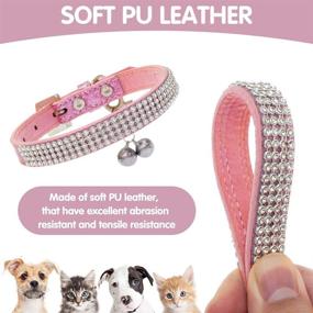 img 1 attached to 💎 Stylish and Sparkling: PUPTECK Basic Adjustable Cat Collar with Bling Diamante and Double Bells, Perfect for Kittens and Small Puppies!