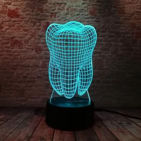 img 1 attached to 💡 Fanrui Fantastic Illusion Tooth 3D Table Lamp: 7 Color Auto Changing, Remote Control Night Light for Dentist, Child, Baby, and Kids – Perfect Home Bedroom Decoration, Sleeping Aid, and Xmas Gift!