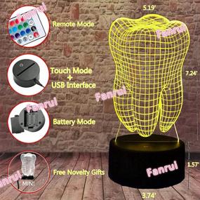 img 3 attached to 💡 Fanrui Fantastic Illusion Tooth 3D Table Lamp: 7 Color Auto Changing, Remote Control Night Light for Dentist, Child, Baby, and Kids – Perfect Home Bedroom Decoration, Sleeping Aid, and Xmas Gift!