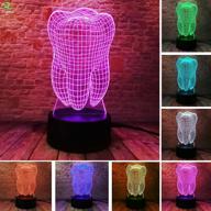 💡 fanrui fantastic illusion tooth 3d table lamp: 7 color auto changing, remote control night light for dentist, child, baby, and kids – perfect home bedroom decoration, sleeping aid, and xmas gift! логотип