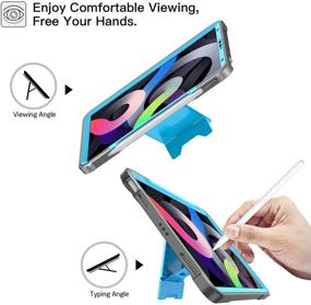 img 2 attached to 🔵 ZtotopCase- Blue iPad Air 4th Generation Case with Pencil Holder & Built-in Screen Protector- Shockproof & Protective Cover