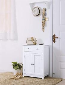 img 1 attached to 🚪 VASAGLE White Free Standing Bathroom Drawer with Adjustable Shelf and Entryway Storage Cabinet - 23.6 x 11.8 x 31.5 Inches