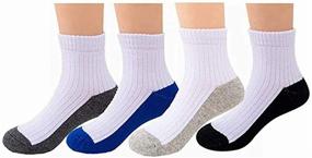 img 4 attached to High-Quality Kids Cotton Crew Socks 4 Packs: Boys Half Cushion Socks & Girls Athletic Low-Cut Ankle Socks for Toddler Kids and Big Kids
