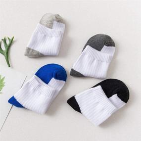 img 1 attached to High-Quality Kids Cotton Crew Socks 4 Packs: Boys Half Cushion Socks & Girls Athletic Low-Cut Ankle Socks for Toddler Kids and Big Kids