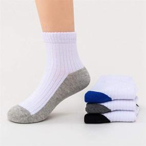img 3 attached to High-Quality Kids Cotton Crew Socks 4 Packs: Boys Half Cushion Socks & Girls Athletic Low-Cut Ankle Socks for Toddler Kids and Big Kids