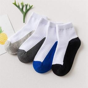 img 2 attached to High-Quality Kids Cotton Crew Socks 4 Packs: Boys Half Cushion Socks & Girls Athletic Low-Cut Ankle Socks for Toddler Kids and Big Kids
