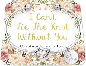 img 1 attached to Bridesmaid Bracelet with Initial, Love Knot Design - Essential Gift for Bridesmaids - 'I Can't Tie the Knot Without You' Bridesmaid Gift Cards