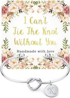bridesmaid bracelet with initial, love knot design - essential gift for bridesmaids - 'i can't tie the knot without you' bridesmaid gift cards logo