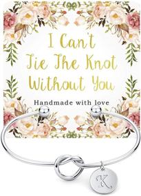 img 4 attached to Bridesmaid Bracelet with Initial, Love Knot Design - Essential Gift for Bridesmaids - 'I Can't Tie the Knot Without You' Bridesmaid Gift Cards