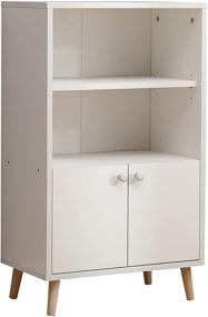 img 3 attached to Шкаф для ванной комнаты Raintain: универсальный айвори белый напольный шкаф с обильным пространством для хранения для гостиной, кухни, кабинета или прихожей