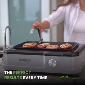 img 2 attached to 🔥 Revolutionary Indoor Electric Smokeless Grill: Infrared Technology, Non Stick Ceramic Surface, Consistent 446°F Temperature, BBQ Char Grilled Results with Virtually ZERO SMOKE on 8x14" Mini Grilling Surface