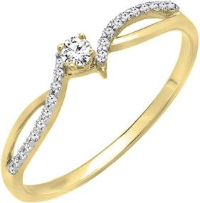 img 4 attached to Dazzlingrock Collection 0.15 Carat Round White Diamond Ladies Bridal Crossover Promise Engagement Ring - Impressive Selection of 10K/14K/18K Gold Options