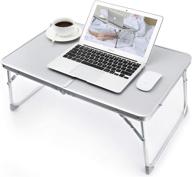 📚 rainbean foldable laptop table for bed - lightweight breakfast bed tray with portable mini picnic storage space - folding leg desk for kids homework, reading - silver логотип