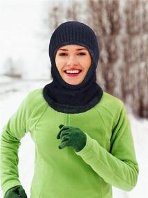 img 3 attached to Winter Balaclava: Warm Knitted Neck Warmer, Windproof Beanie Hat with Fleece Lined Face Covering - Ideal for Outdoor Sports