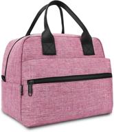 large insulated lunch bag for men and women - reusable lunch box cooler tote for work (pink) logo