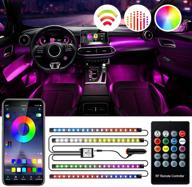 sanhezhong interior car lights: car led strip lights 2-in-1 design, 4pcs 72 led remote & app controller lighting kits, waterproof, multi-color music car lighting with car charger and dc 12v logo