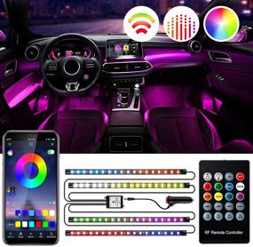 img 4 attached to Sanhezhong Interior Car Lights: Car LED Strip Lights 2-in-1 Design, 4pcs 72 LED Remote & APP Controller Lighting Kits, Waterproof, Multi-Color Music Car Lighting with Car Charger and DC 12V