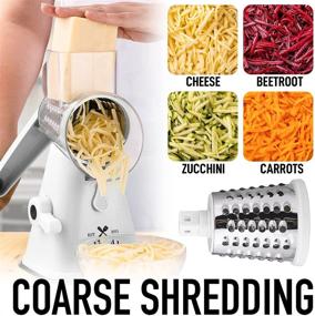 img 3 attached to 🧀 Zulay Kitchen Manual Rotary Cheese Grater - Easy-to-Use Round Shredder Grater with Handle and 3 Interchangeable Stainless Steel Blades - Ideal for Fruits, Nuts, and Vegetables (White)