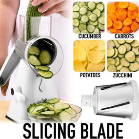 img 1 attached to 🧀 Zulay Kitchen Manual Rotary Cheese Grater - Easy-to-Use Round Shredder Grater with Handle and 3 Interchangeable Stainless Steel Blades - Ideal for Fruits, Nuts, and Vegetables (White)