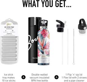 img 3 attached to 🦩 Premium Stainless Steel Water Bottle with Straw - Cute Flamingo Design, Insulated Double-Walled, Wide Mouth, BPA Free - Hot/Cold, Leak Proof Lid - 25 oz - Bonus Ice Tray and Pipe Cleaner Included!