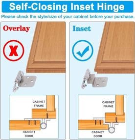 img 3 attached to AxPower 30 Pack 3/8-Inch Inset Hinges for Face Frame Kitchen Cabinet Door - Satin Nickel Self-Closing Cupboard Hinges