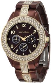 img 4 attached to 🍫 Stylish and Trendy Women's Chocolate Brown Watch with Large Face and Rhinestone Accents - Jade LeBaum JB202747G