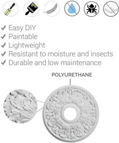 img 2 attached to 🏢 Ekena Millwork CM28BE Benson Classic Ceiling Medallion - Factory Primed | Fits Canopies up to 6 1/2" | 28 3/8" Diameter