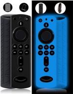 🔥 mbodm 2 pack firestick remote cover: silicone, lightweight & anti-slip (fluorescent blue+black) – compatible with 4k firestick tv stick & firetv remote, shockproof design logo