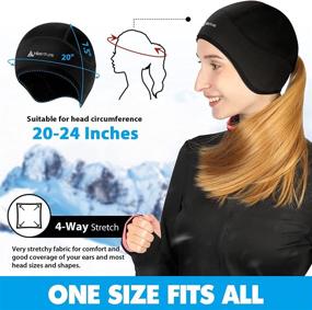 img 3 attached to 🧢 Womens Skull Cap with Ponytail Hole - Winter Running Beanie Hat for Cold Weather, Thermal Cycling Helmet Liner with Fleece by Hikenture