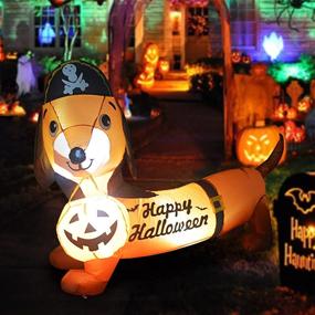 img 4 attached to Spooktacular 5 FT Halloween Inflatable Outdoor Dog with Pumpkin & Pirate Hat: Clearance Blow Up Yard Decoration with LED Lights - Perfect for Holiday Parties & Garden